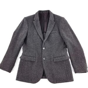 Emporio Armani Johnny Line Dark Grey Woven Virgin Wool Blend 2 Button Blazer